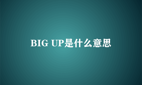 BIG UP是什么意思