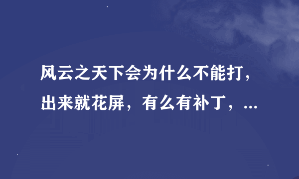 风云之天下会为什么不能打，出来就花屏，有么有补丁，或者给个地址