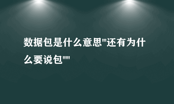 数据包是什么意思'''还有为什么要说包'''''