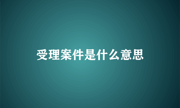 受理案件是什么意思