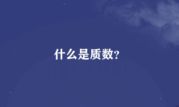 什么是质数？