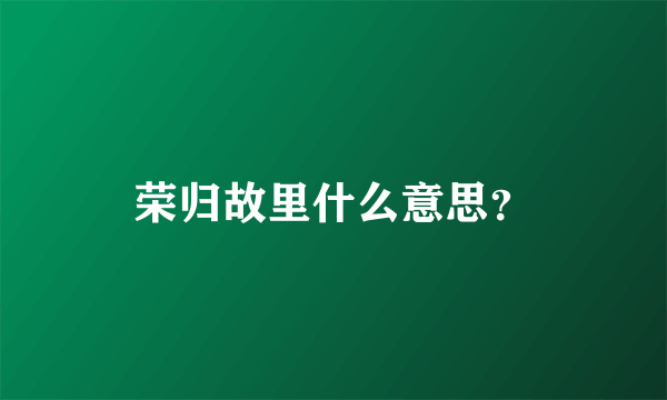 荣归故里什么意思？