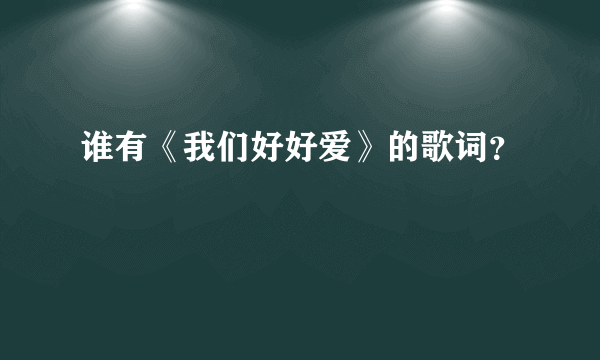 谁有《我们好好爱》的歌词？