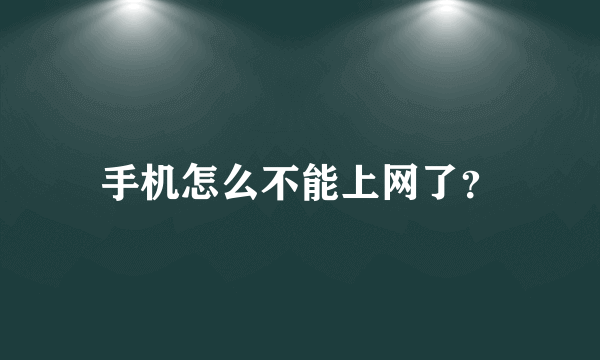 手机怎么不能上网了？