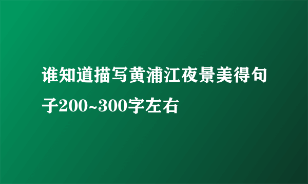 谁知道描写黄浦江夜景美得句子200~300字左右