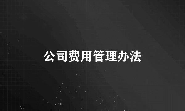 公司费用管理办法