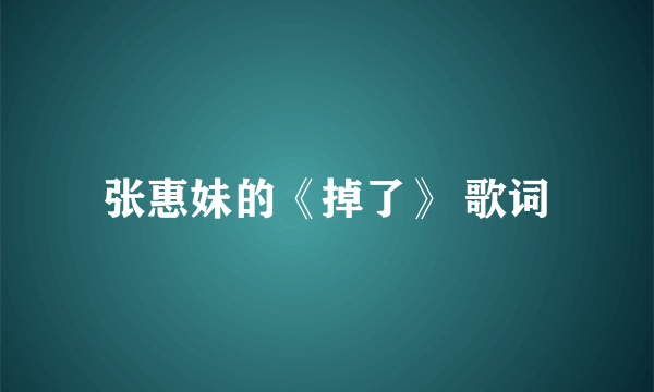 张惠妹的《掉了》 歌词