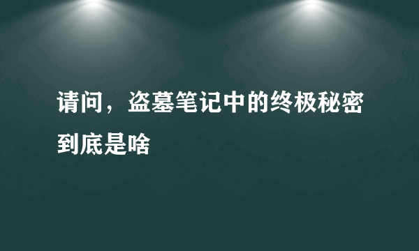 请问，盗墓笔记中的终极秘密到底是啥