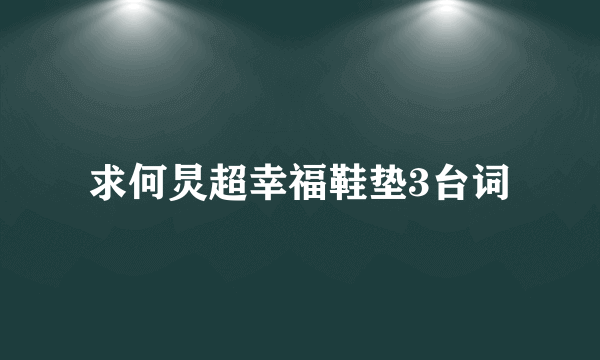 求何炅超幸福鞋垫3台词