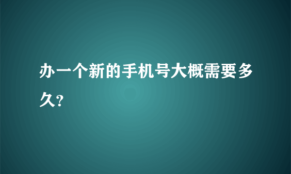 办一个新的手机号大概需要多久？