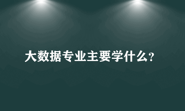 大数据专业主要学什么？