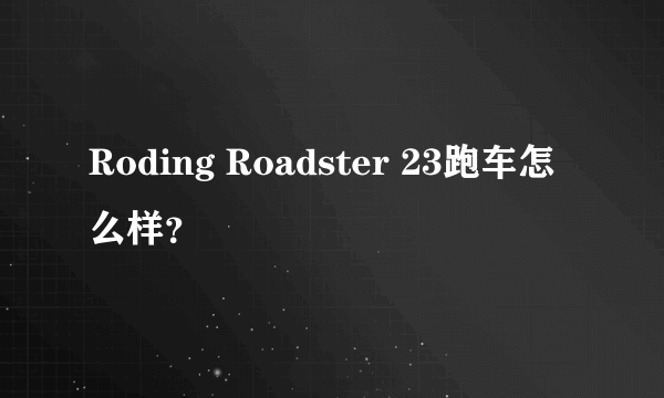 Roding Roadster 23跑车怎么样？