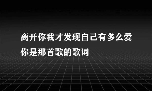 离开你我才发现自己有多么爱你是那首歌的歌词