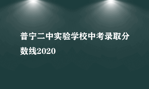 普宁二中实验学校中考录取分数线2020