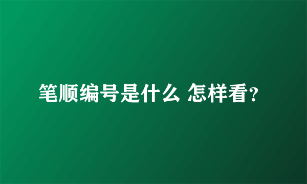 笔顺编号是什么 怎样看？