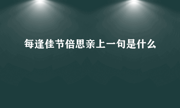 每逢佳节倍思亲上一句是什么