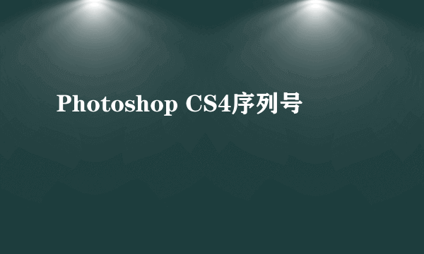 Photoshop CS4序列号