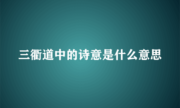 三衢道中的诗意是什么意思