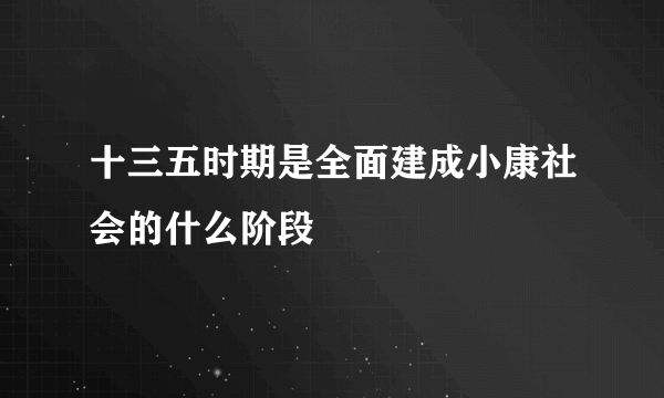 十三五时期是全面建成小康社会的什么阶段