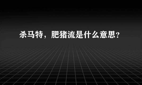 杀马特，肥猪流是什么意思？