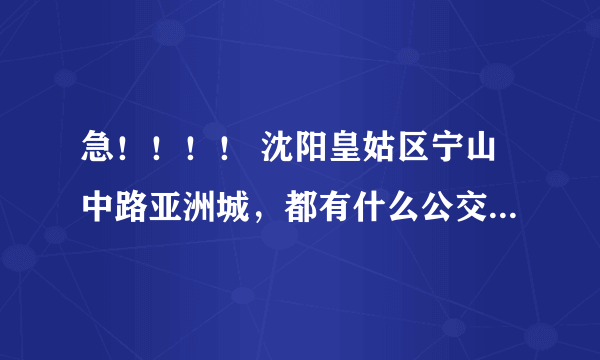 急！！！！ 沈阳皇姑区宁山中路亚洲城，都有什么公交陈到？？？