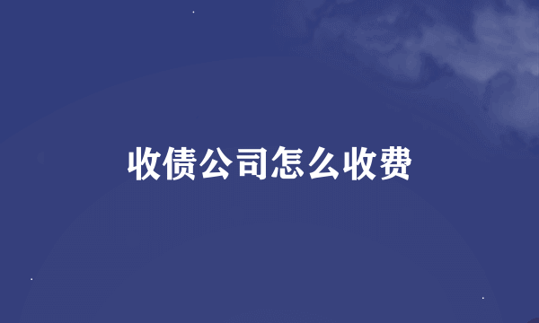 收债公司怎么收费