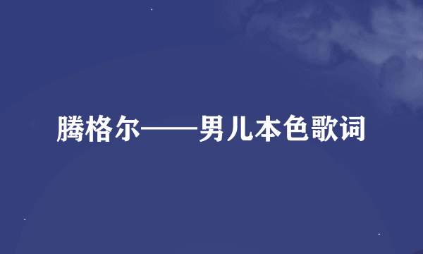 腾格尔——男儿本色歌词