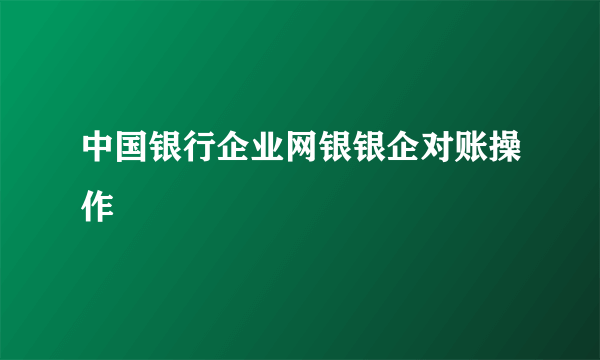 中国银行企业网银银企对账操作