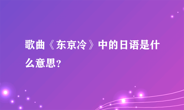 歌曲《东京冷》中的日语是什么意思？