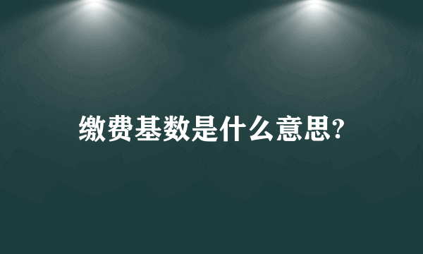 缴费基数是什么意思?