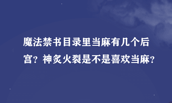 魔法禁书目录里当麻有几个后宫？神炙火裂是不是喜欢当麻？