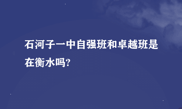 石河子一中自强班和卓越班是在衡水吗?