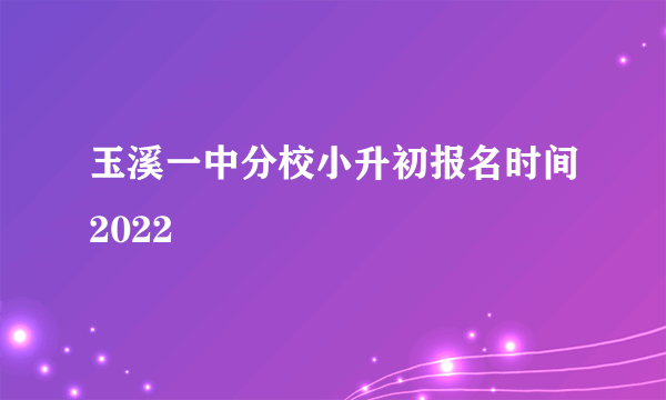 玉溪一中分校小升初报名时间2022