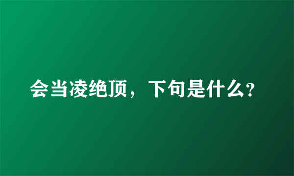 会当凌绝顶，下句是什么？