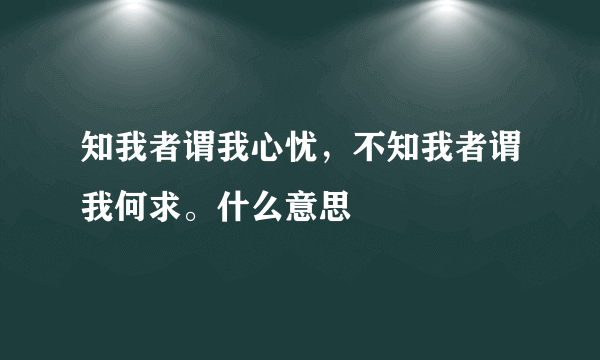 知我者谓我心忧，不知我者谓我何求。什么意思