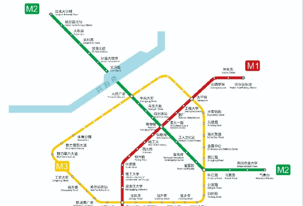 哈尔滨地铁2号线线路图