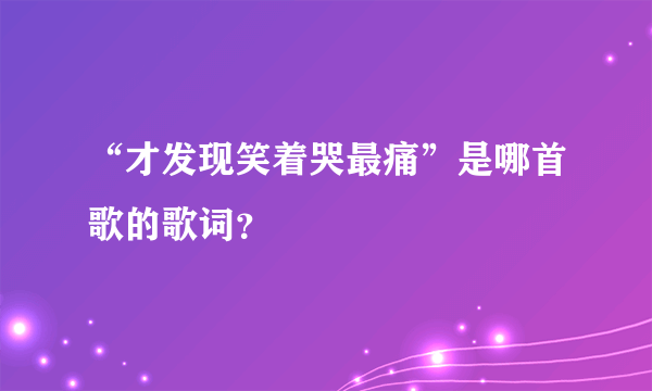 “才发现笑着哭最痛”是哪首歌的歌词？