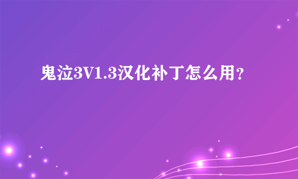 鬼泣3V1.3汉化补丁怎么用？