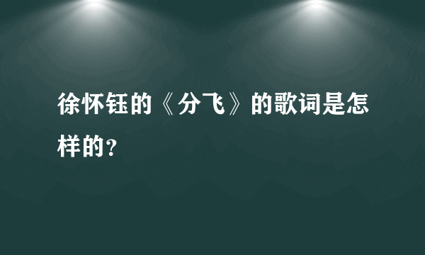 徐怀钰的《分飞》的歌词是怎样的？