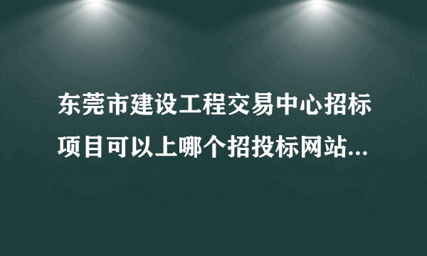 东莞市建设工程交易中心招标项目可以上哪个招投标网站进行查看？