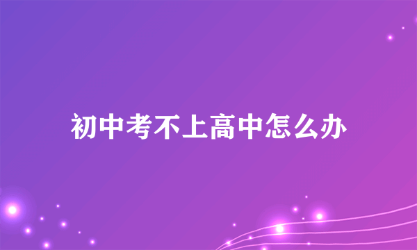 初中考不上高中怎么办