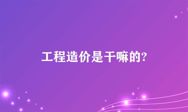 工程造价是干嘛的?