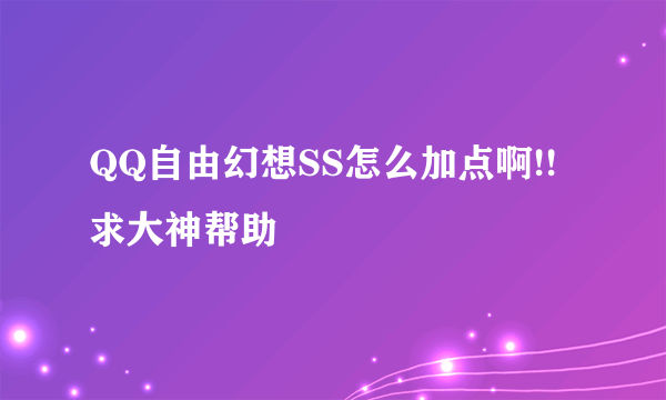 QQ自由幻想SS怎么加点啊!!求大神帮助