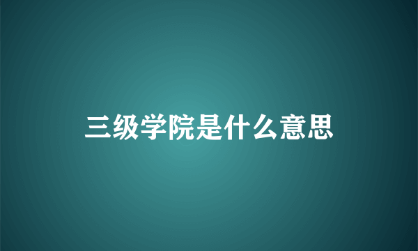 三级学院是什么意思