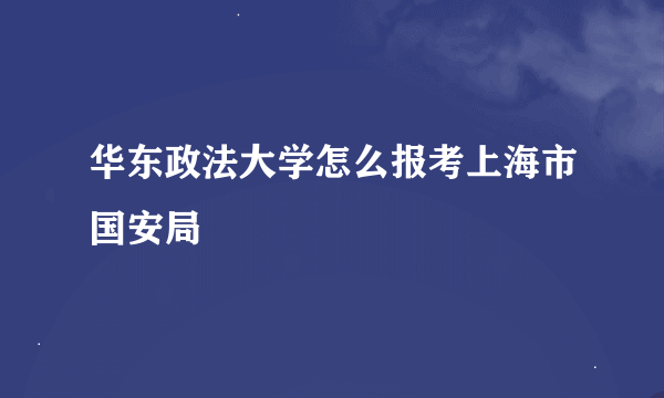 华东政法大学怎么报考上海市国安局