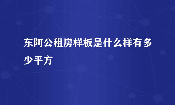 东阿公租房样板是什么样有多少平方