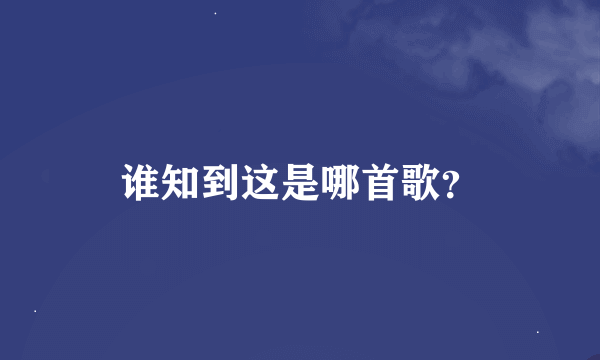 谁知到这是哪首歌？