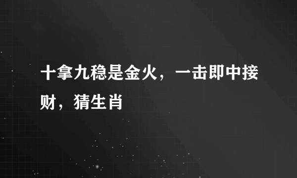 十拿九稳是金火，一击即中接财，猜生肖