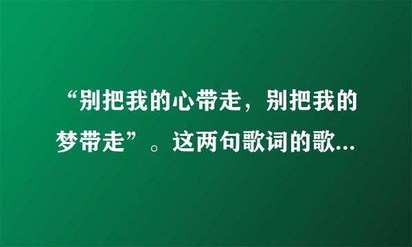 “别把我的心带走，别把我的梦带走”。这两句歌词的歌名叫什么？