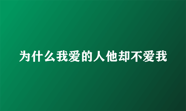 为什么我爱的人他却不爱我